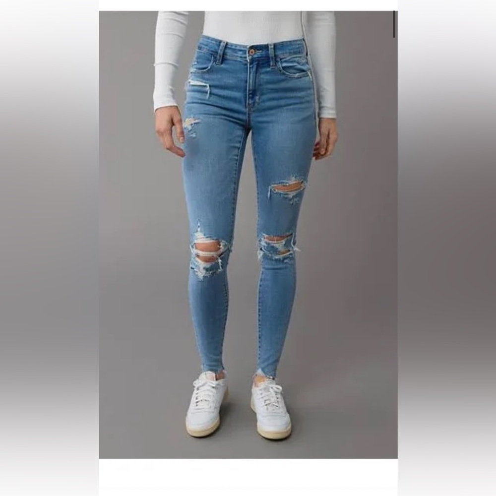 Abercrombie & Fitch Light Blue Distressed Skinny Jeans